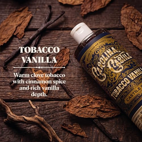 Image of Castile Liquid Body Wash for Sensitive Skin - Natural Shampoo for Men with Olive Oil, Cocoa Butter & Coconut Oil - Tobacco Vanilla by Carolina Castile (Tobacco Vanilla, 32 Fl Oz)