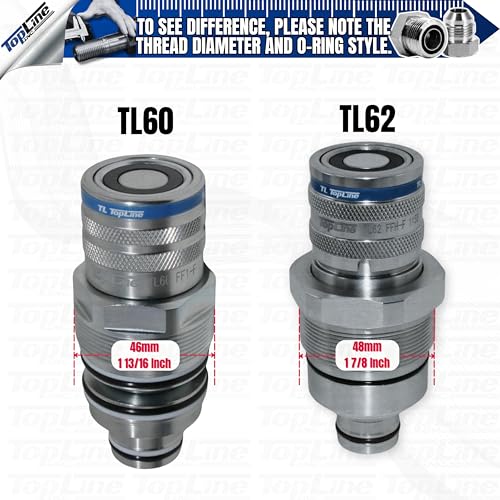 Image of 1 /2 inch Body Hydraulic Quick Connect Cartridge Coupler, Aftermarket Replacement for 4BD4FH Female FFH, Flat Face, ISO 16028, Heavy-Duty Hydraulic Coupling for Bobcat & Kubota Manifolds | Model TL62