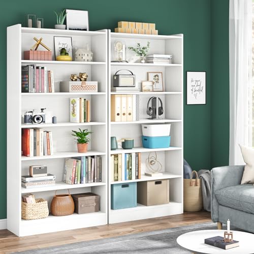 Image of Tribesigns 78-inch Tall Bookcase, Modern 7-Tier White Library Bookshelf with Storage Shelves, Large Open Bookcases Display Shelving Unit for Bedroom Living Room Office