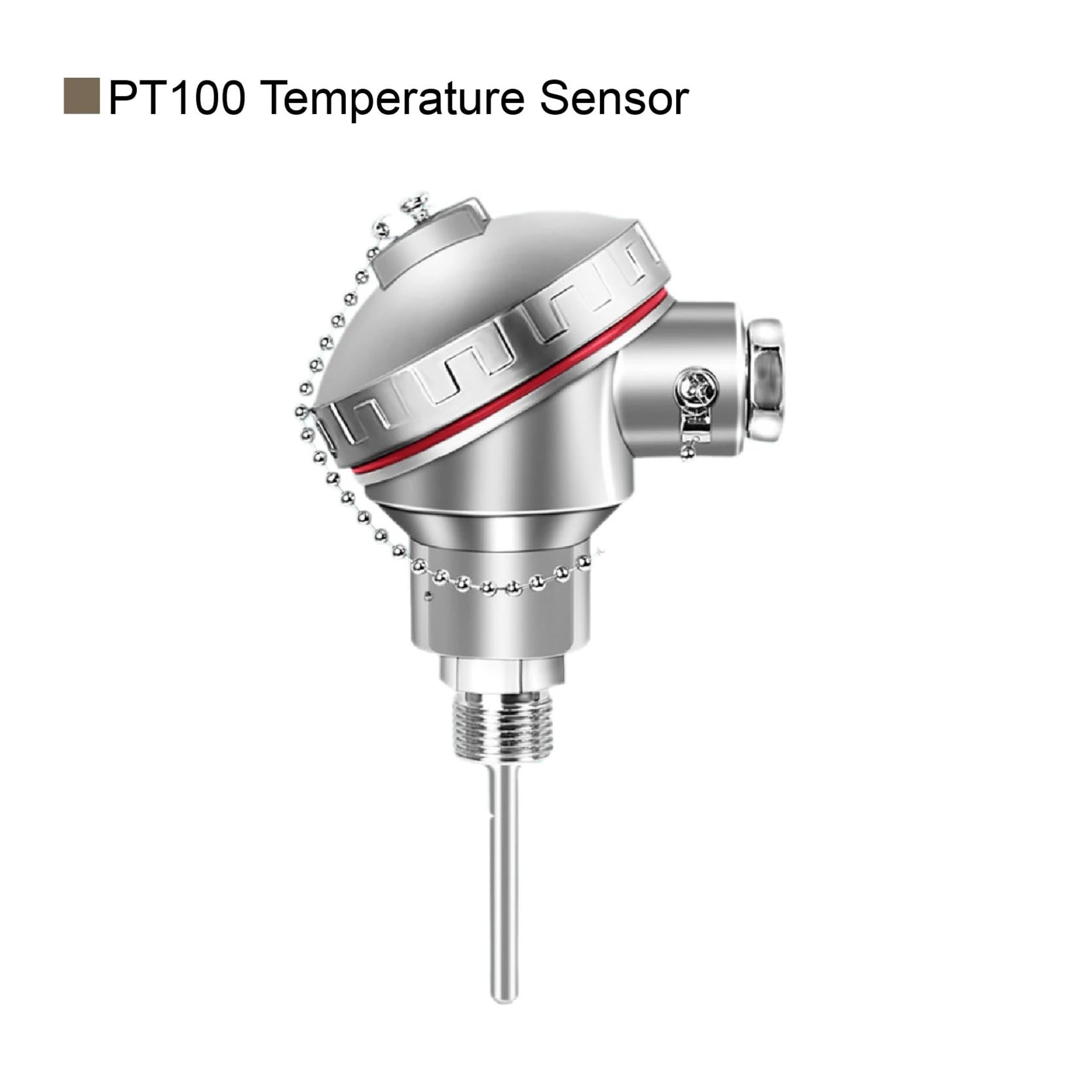 Sensor de Temperatura, Sensor RTD PT100, sonda Industrial integrada Acero Inoxidable con Rosca(250 mm)