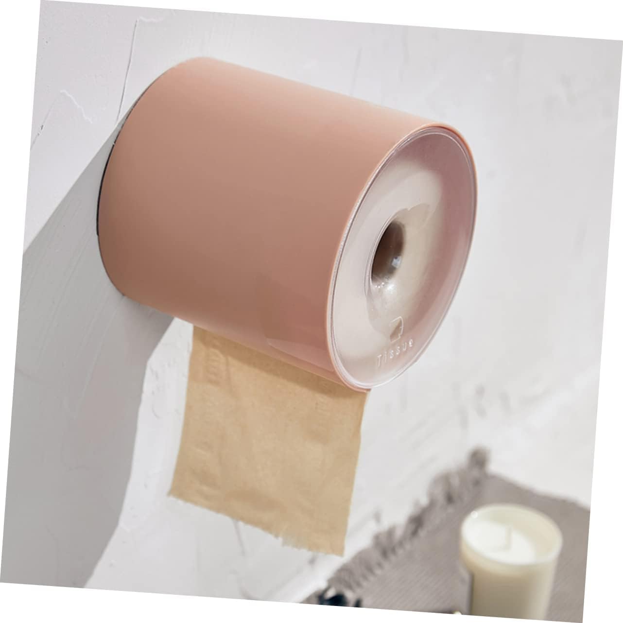 Minimalist Beige Toilet Paper Holder, Freestanding Bathroom Tissue Roll Holder for RV/Camper/Home, Compact Toilet Paper Storage Organizer