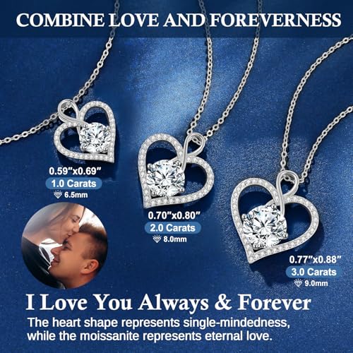 Seelove Moissanite Heart Infinity Pendant Necklace, 925 Sterling Silver 18K Gold Plated, Lab-Created Jewelry Gift for Women Her Mom Wife Girlfriend Daughter Anniversary Birthday Wedding4