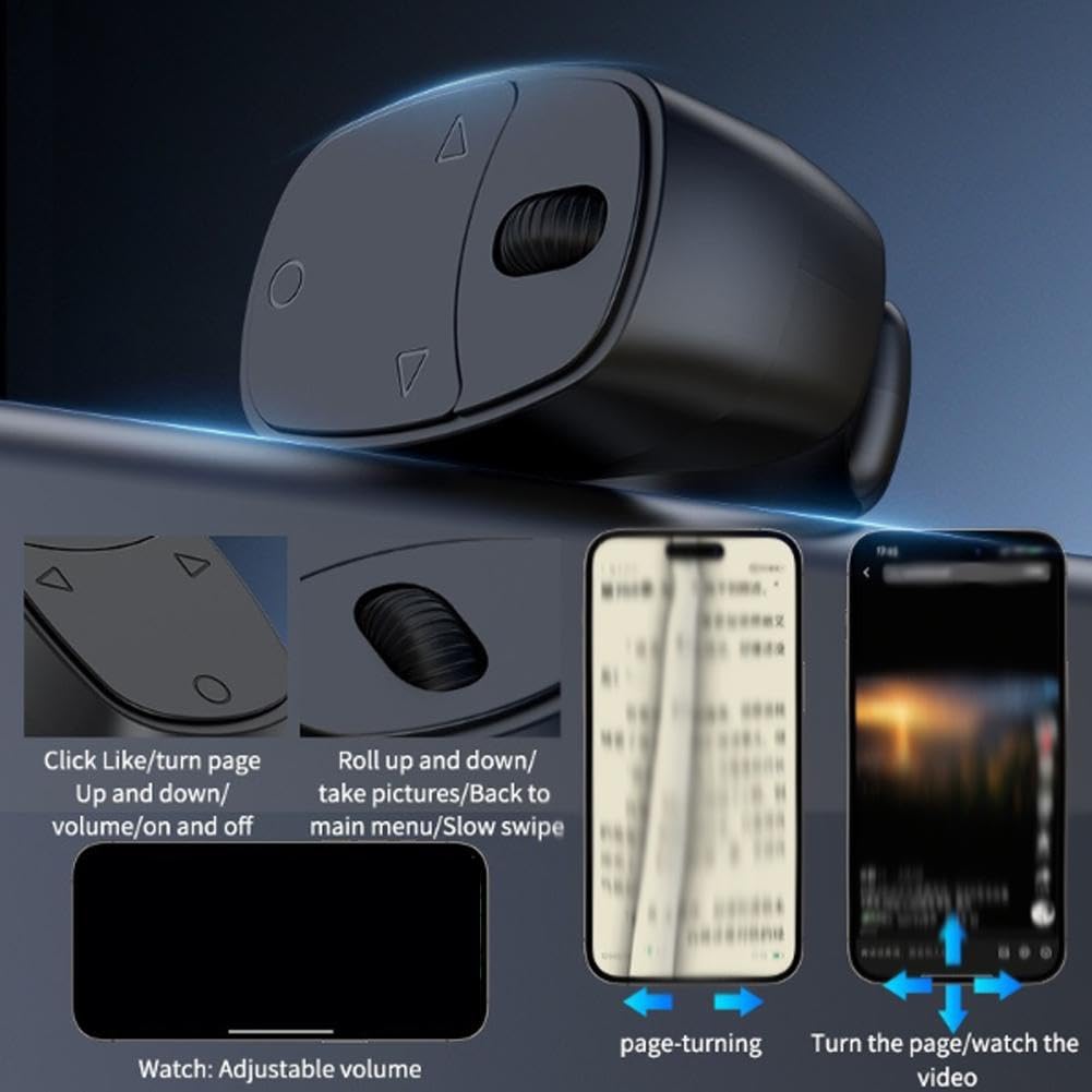 Bague de télécommande Bluetooth sans fil – Anneau de défilement et clic pour TikTok iPhone Android contrôleur vidéo télécommande caméra avec écran LED
