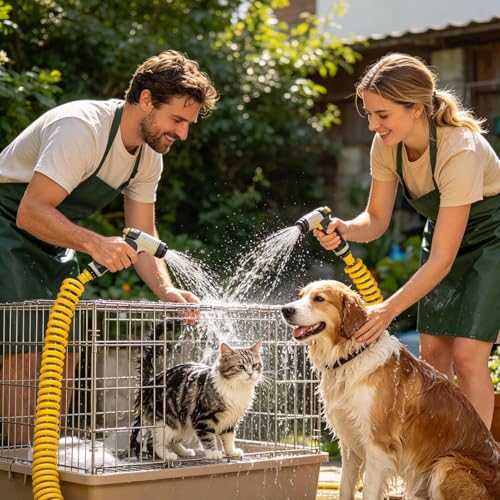 Tuyau d'eau rétractable pour laver les animaux de compagnie au jardin - 8
