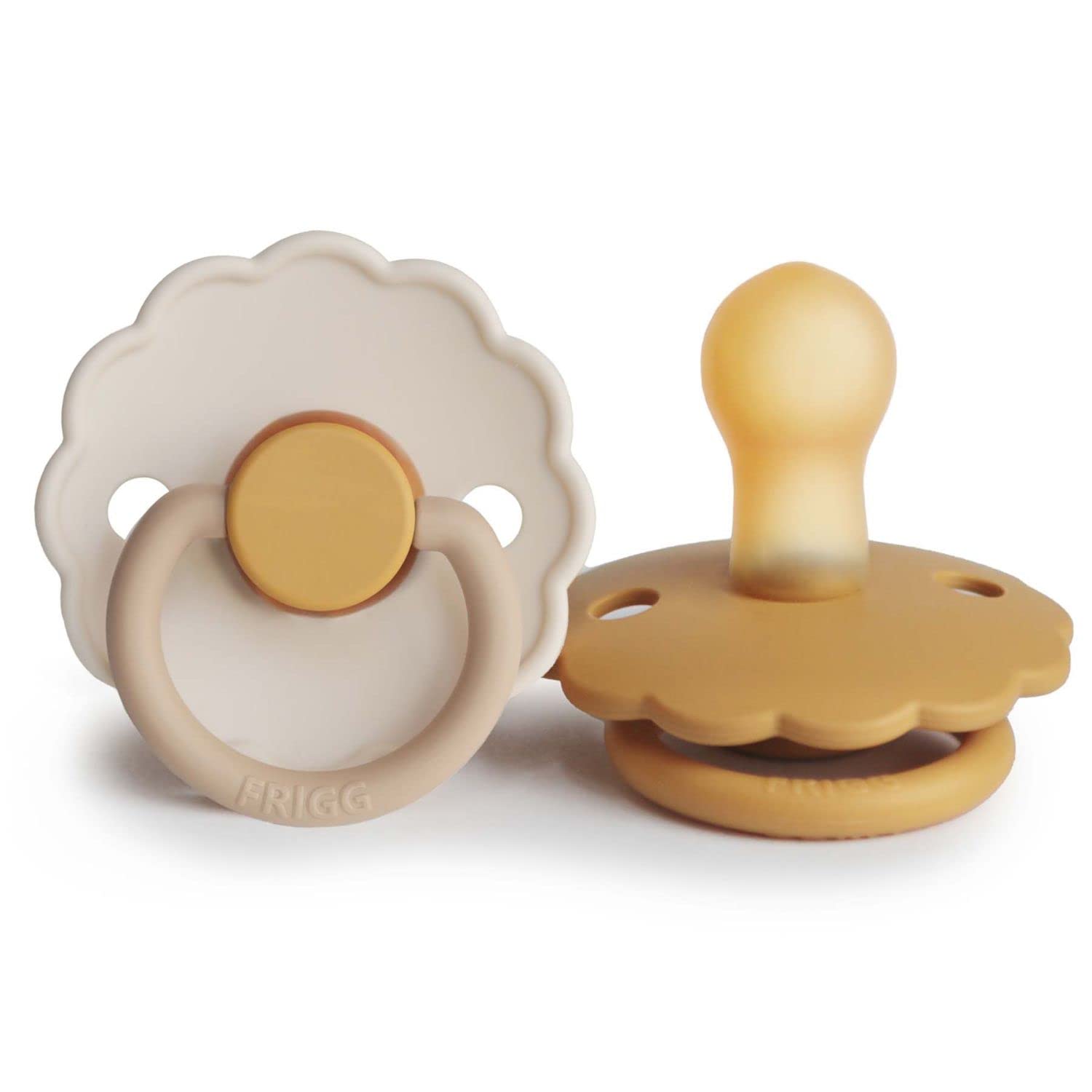 FRIGG Daisy látex chupete 2-Pack | Chupete de goma natural | Fabricado en Dinamarca | Sin BPA | Tetina simétrica tipo cereza | (Blush/Woodchuck, Talla 2 (6-18 Meses)) — view 8