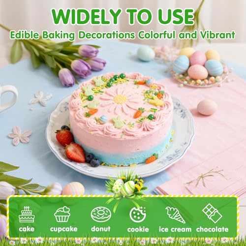Image of Edible Yellow Green Sprinkles for Cake Decorating,130g,Rabbit Sprinkle,Orange Carrot Pearls and Jimmies,Bunny Candy Baking Decorations,Cupcake Toppers,Cookie Donuts Ice Cream Dessert,Birthday Children's Anime Farm Garden Summer Party Supplies