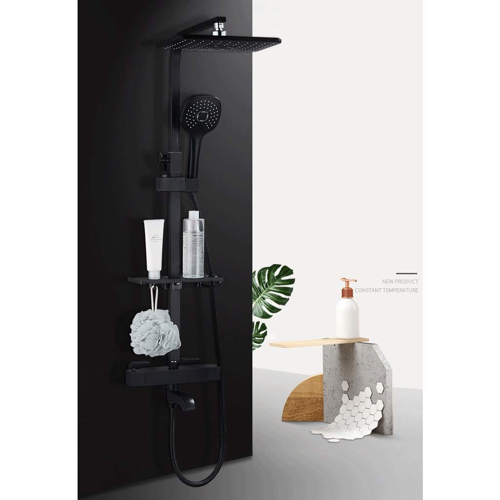 CWCQGH Household Hotel Retro All Bronze Black 3 Modes outwater Shower System, Bathtub Faucet liftable Shower Booster Nozzle Wall Mounted 3 Modes outwater Shower Set