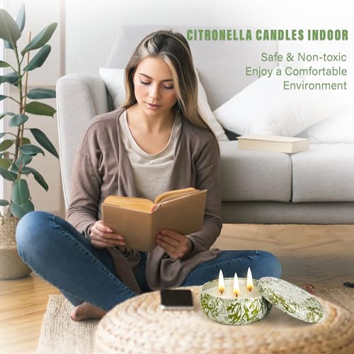 Ofun CITRONELLA CANDLES 3 X 12Oz Citronella Candle Outdoor 3 Wick Soy Wax Citronella Candle Set Jar Candle Up To 240Hrs Burning Outdoor Candles Home Garden Yard Balcony Summer Camping thumb #7