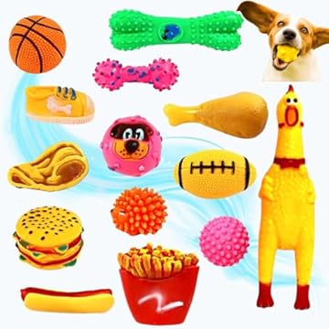 Kit 5 Brinquedo para Filhote Mordedor para cachorros Bolinha Pet Galinha Sonoro