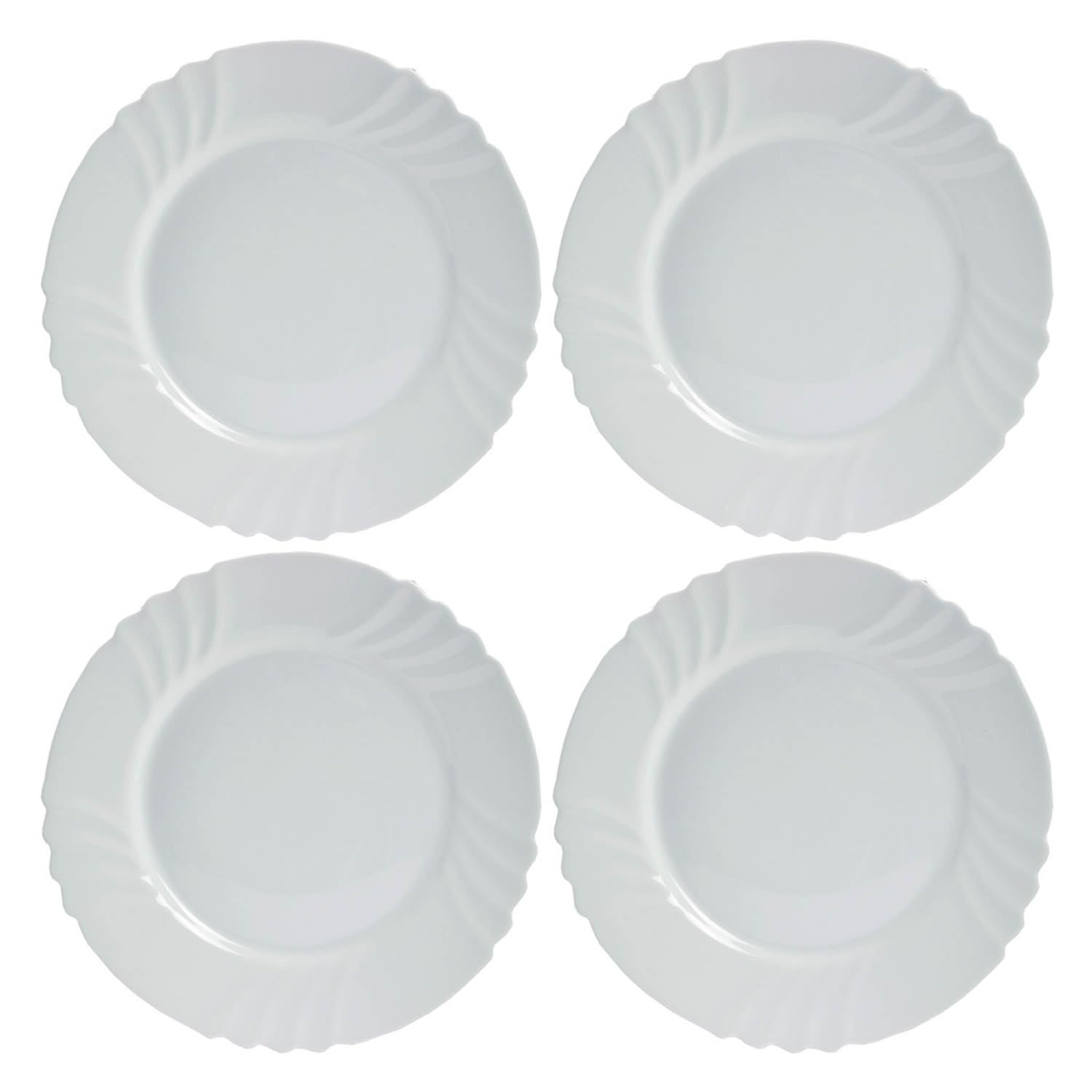 UHL 20cm Side Plates Set of 4, White Opal Glass Round Dessert Plates, 7.8 inch Small Dinner Plate, Serving Dishes for Cake, Salad, Appetizer, Stackable Dinnerware Set, Microwave & Dishwasher Safe