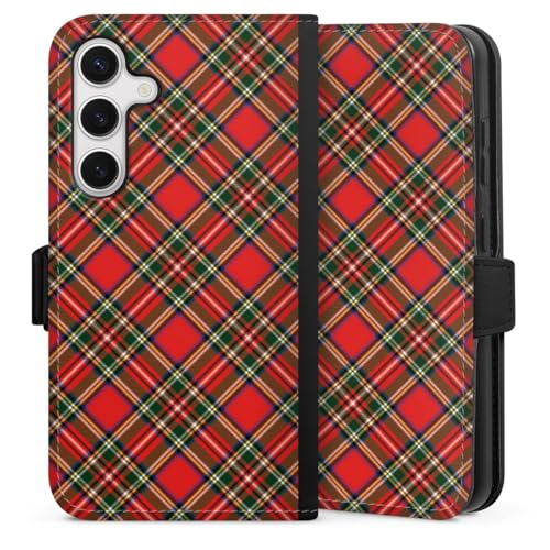 Étui pour Samsung Galaxy S24 anti-rayure : housse magnétique folio à motif écossais