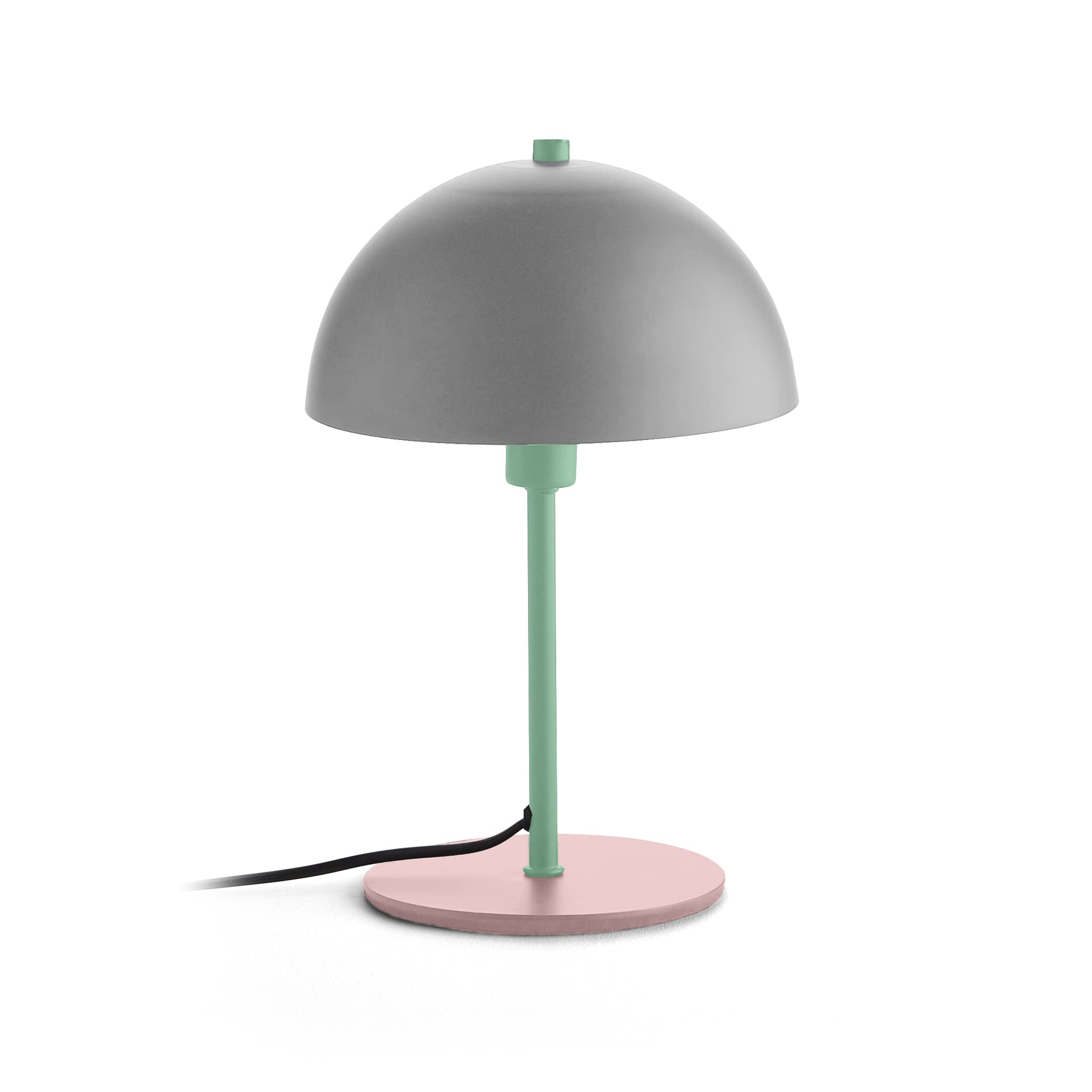 Fisura - Lámpara de mesa original gris, rosa y verde. Lámpara mesita de noche de metal con cable de 150 centímetros. 18 x 32. Bombilla E14 no incluida, LT1781