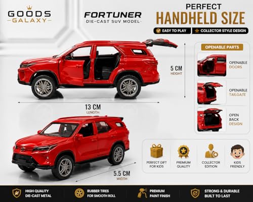 Image of Die-Cast SUV Toy Car with Openable Doors, Rear Trunk, Pull Back Action, Metal Body, for Boys and Girls (FORTUNER)