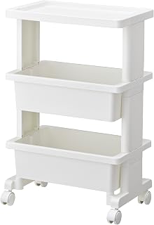 IKEA ワゴン 洗面所:収納アイデアと選び方 10 JEJ Astage Rise Table Wagon Utility Cart, Made in Japan, Easy Assembly, 3 Tiers, W x D x H: 17.7 x 11.8 x 28.1 inches 45 x 30 x 71.5 cm, White