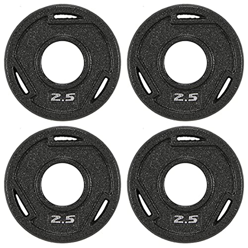 Signature Fitness Cast Iron Plate Weight Plate for Strength Training and Weightlifting, 2-Inch Center (Olympic), 2.5LB (Set of 4)
