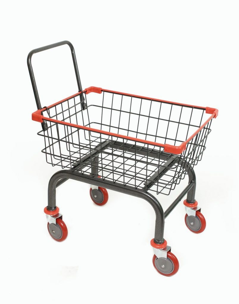 CHAMINUSA Heavy Duty Laundry and Grocery 1.8 Bushel Cart with U-Handle, 5" Wheel (Red)
