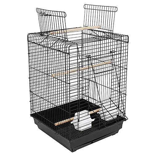 HUOLE Vogelheim für Kanarienvögel und Exoten, Käfig auch geeignet für Brutperiode mit Trennwand, und Zubehör (40 * 40 * 58 cm (schwarz))