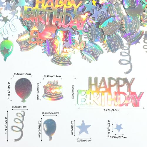 Larrel Happy Birthday Konfetti, Bunt Glitzernde Tischdeko 15g Geburtstag Tischdeko Geburtstagskonfetti Happy Birthday Streudeko für Jungen, Mädchen Schillernde Partydekorationen