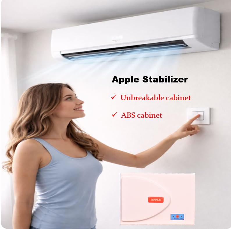 Image of 4 KVA Voltage Stabilizer, 120V-270V Input Range, Time Delay, 15 Amps Socket, AC Compatible ABS Cabinet high Look White 100K