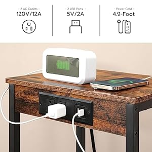 Hoobrotallsidetablewithchargingstation287hindustrialtelephoneendtablesmallentrywaytabletallbedsidetableforlivingroomhallwaybedroomofficerusticbrownbf08udh01 Urban Country Home Decor Hoobro tall side table with charging station 287 h industrial telephone end table small entryway table tall bedside table for living room hallway bedroom office rustic brown bf08udh01 urban country home decor