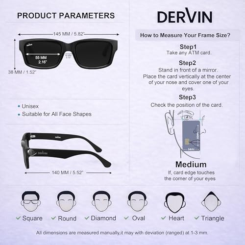 Image of Dervin UV Protection Polarized Rectangular Sunglasses for Men and Women