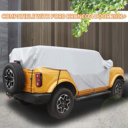 Image of Car Cover for Ford Bronco 4 Door 2021 2022 2023 Windproof Dustproof Scratch Resistant Outdoor UV Protection Auto Rain Sunshade Exterior Cover Accessories