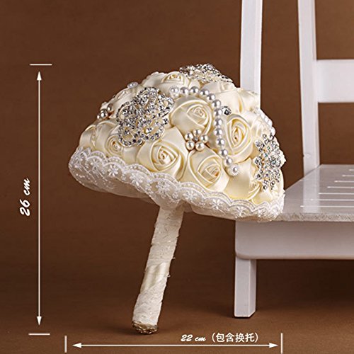 Engerla Wedding Bouquet Handmade Rose Flowers With Brooch #TOP4