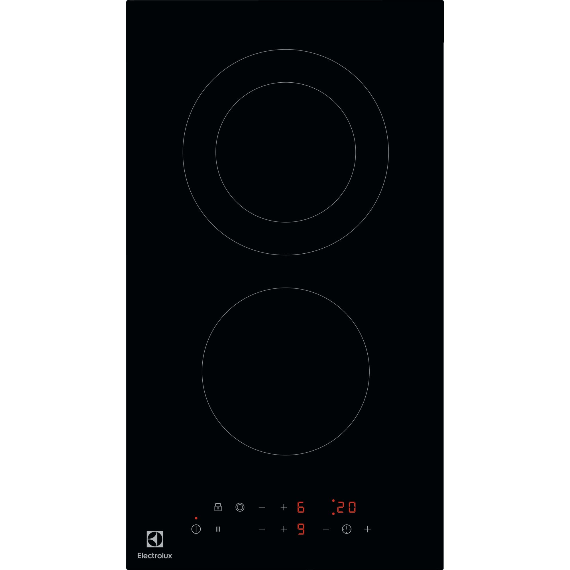 Electrolux 30cm built-in ceramic hob, with 2 cooking zones, UltimateTaste 300 with touch controls, LHR3233CK