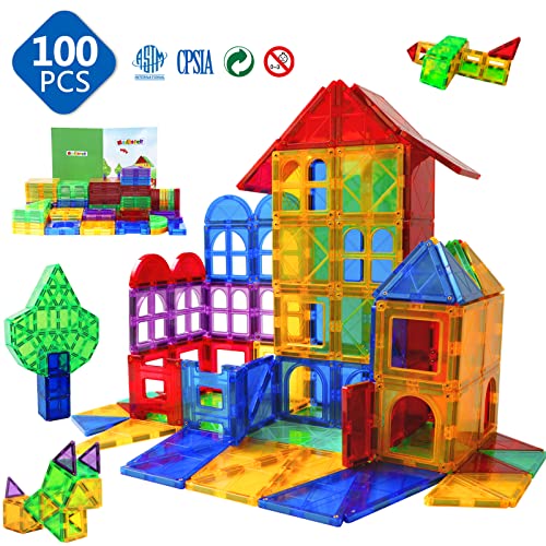 Magblock Magnet Toys Kids Magnetic Building Tiles 100 Pcs 3D Magnetic Blocks Preschool Building Sets Educational Toys For Toddlers Boys And Girls. #TOP6