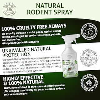 Natural Rodent Repellent Spray 500ML | Peppermint Oil Rat & Mouse Repellent | Natural Rat Repellent Spray | Peppermint Spray for Mice | Indoor Outdoor Rodent Control | How to Get Rid of Mice Naturally