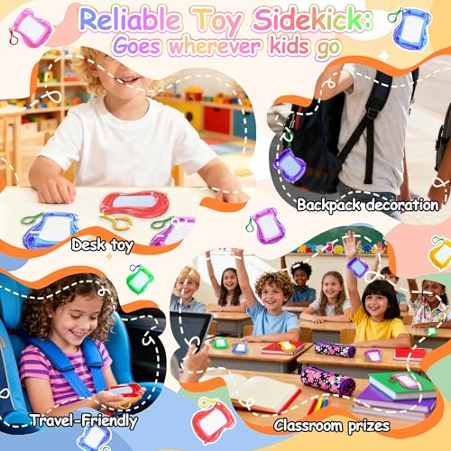 24 Pack Mini Magnetic Drawing Board for Kids, Portable Small Doodle Pad Toy Bulk, 6 Colors Magnetic Drawing Erasable Sketch Pad for Goodie Bag Fillers, Activity Gift & Classroom Party Favors - Image 6