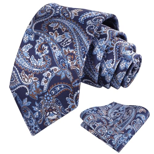 Image of Alizeal Mens 3.15'' Vintage Paisley Tie Pocket Square Set | Elegant Perfect for Banquet Wedding and Party