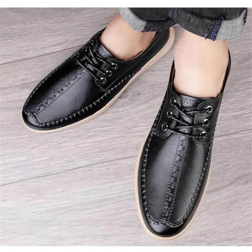 FMURY Men's Casual Shoes Male Geniune Leather Handsewn Loafers Slip-on Breathable Low-Heel Shoe4