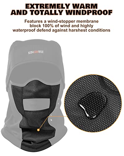 Kingbike Balaclava Ski Mask For Men Women Pasamontañas Hombre Para Frio Winter Full Face Mask Cold Weather Water Resistant Windproof Fabric With Fleece Thermal Neck Warmer Gear Motorcycle(Black) #TOP3