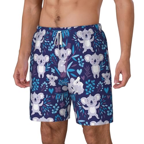 Short de bain homme imprimé koala idéal pour le surf et la plage
