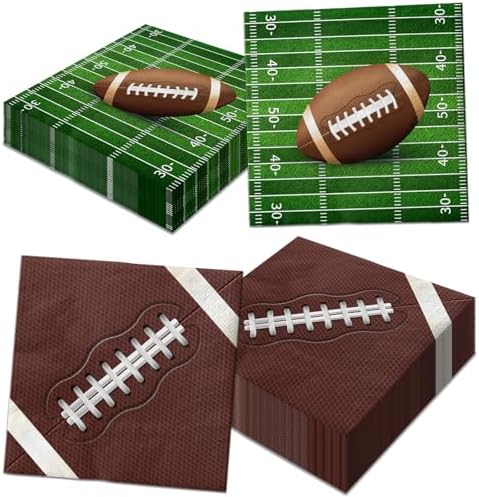 100-Count Football Party Napkins - 2 Designs, 13x13 Inch, For Super Bowl Tailgate & Sports Decor