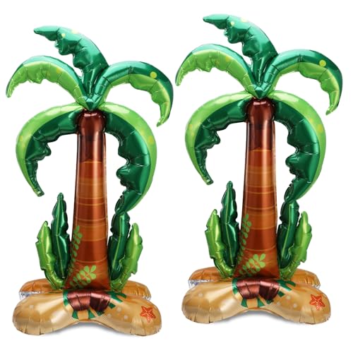 Image of OOTSR 2Pcs Palm Tree Balloons, 46inch Inflatable Foil Balloons for Summer Beach Tropical Hawaiian Luau Kids Adults Birthday Party Decoration