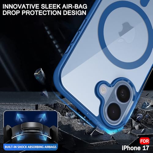 Image of TheGiftKart Ultra-HybridShockproof Back Cover Case for iPhone 17 Compatible with MagSafe | 360 Protection | Crystal Clear Hard Back Cover for iPhone 17 (PC & TPU, Transparent Clear Back, Blue Sides)