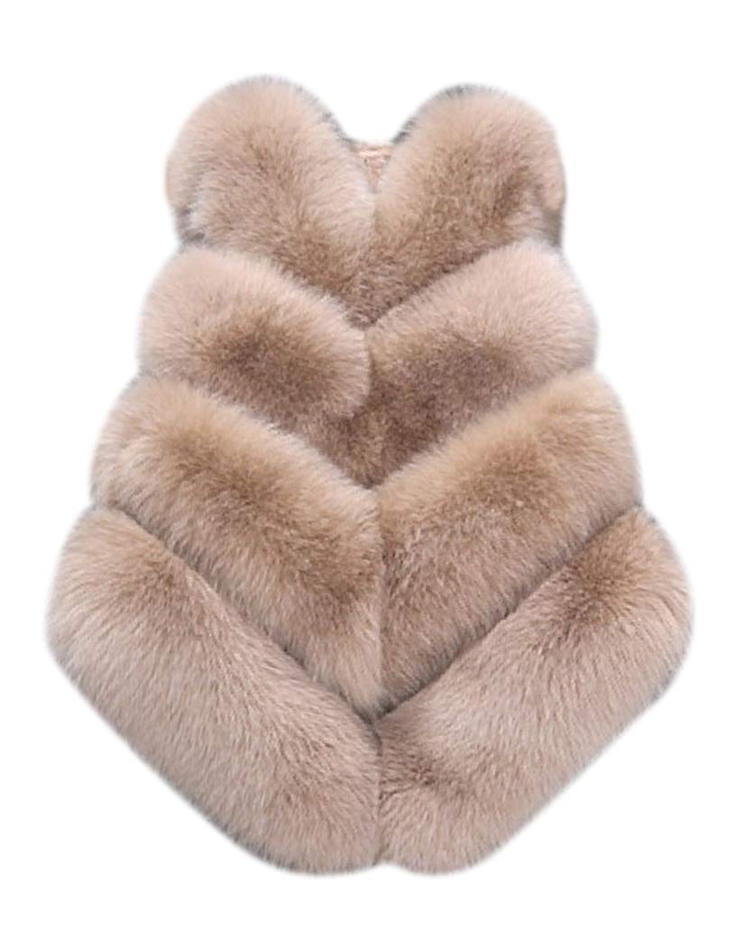 MISSMAO Femmes Manteaux pour Faux Fourrure Gilet Élégant sans Manches Long Gilet Chaud Manteau de Fourrure Fausse Fourrure Longue Fourrure Veste Hauts Outwear Veste d'Hive
