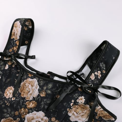 Image of Scarlet Darkness Women's Renaissance Corset Tops Floral Boned Bodice