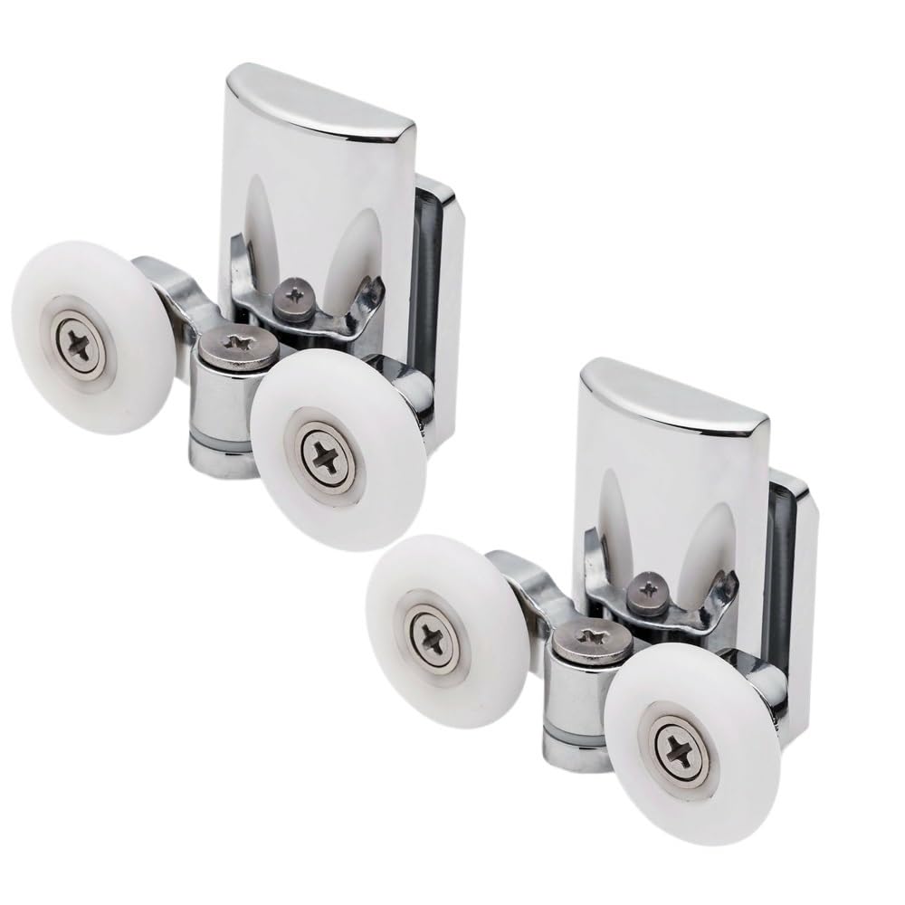 Ruedas Mampara Ducha 2 piezas/4 piezas de rodillos for puerta de ducha de 23 mm, ruedas gemelas de aleación de zinc for puerta de ducha superior Ruedas Para Mamparas De Ducha(2top2bottom,19mm)