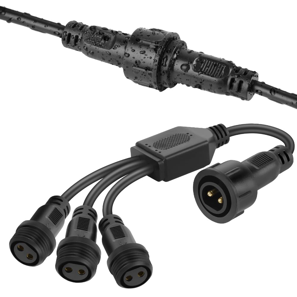 Cozymeow Connettore Luci Natale, Connettore IP65 Impermeabile 1-a-3 2 Pin Connettori Splitter Per Luci Albero Di Natale, Catena Luminosa Esterno, Tenda Luminosa, Lampadine LED G40 Esterno E Interno