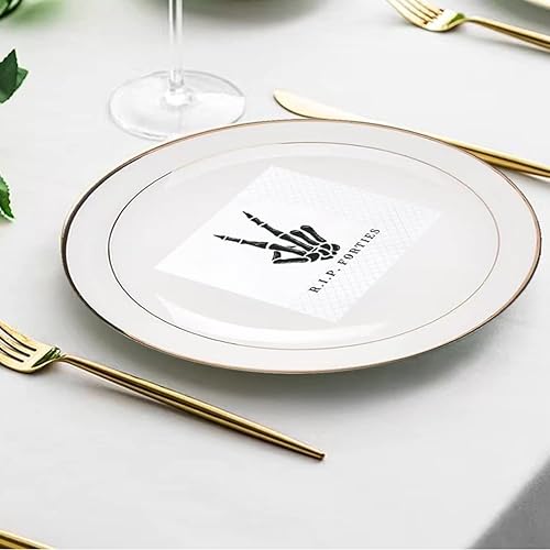 Miniatura 6 de SharkBliss RIP Forties - Servilletas de cóctel, paquete de 100 servilletas de papel RIP Forties Death to My 40s Dirty 50 Birthday de papel para 50