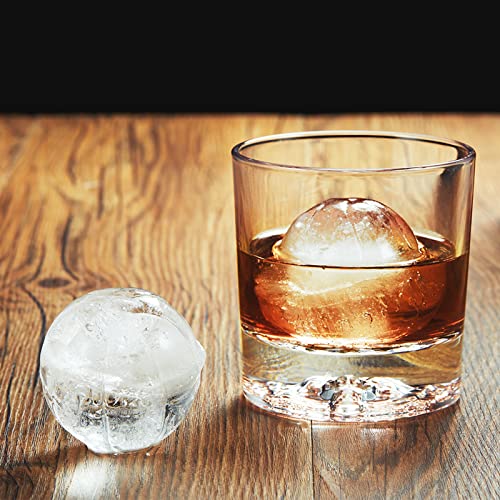 Image of ACOOKEE Silicone Basketball Ice Cube Mold Fun Shapes, Novelty Basketball Gifts, 2.2 inch Large Craft Round Sphere Ice Ball Molds For Game Day, Whiskey, Cocktails, Bourbon Black