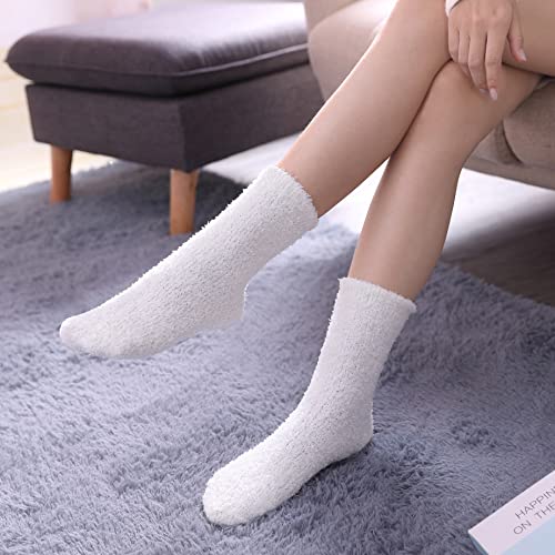 Image of LINEMIN Womens Fuzzy Socks Cozy Fluffy Winter Warm Slipper Socks Microfiber Soft Home Sleeping Socks