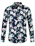Diseño Floral Imprimir, elija el collar, el botón abajo, Redondo con dobladillo, manga larga, puños, seguro Aloha hawaiano camisa de vacaciones.