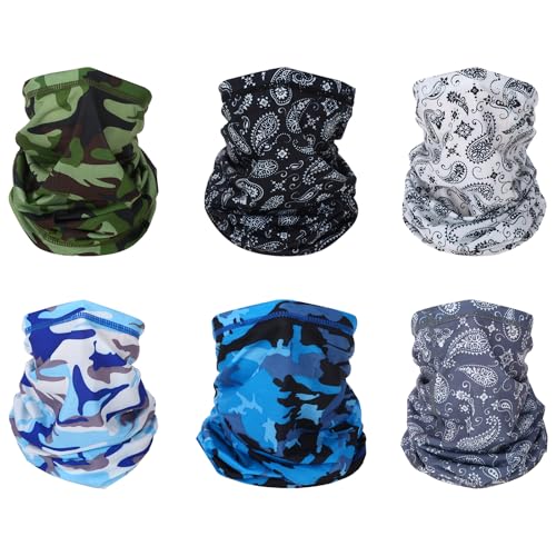 6 Stück Schlauchschal Multifunktionstuch Halstuch Bandana Loop Schal Winddichtt, Geschenke für Männer Weihnachten Maske für Halstuch Herren Damen Outdoor Sport Laufen...