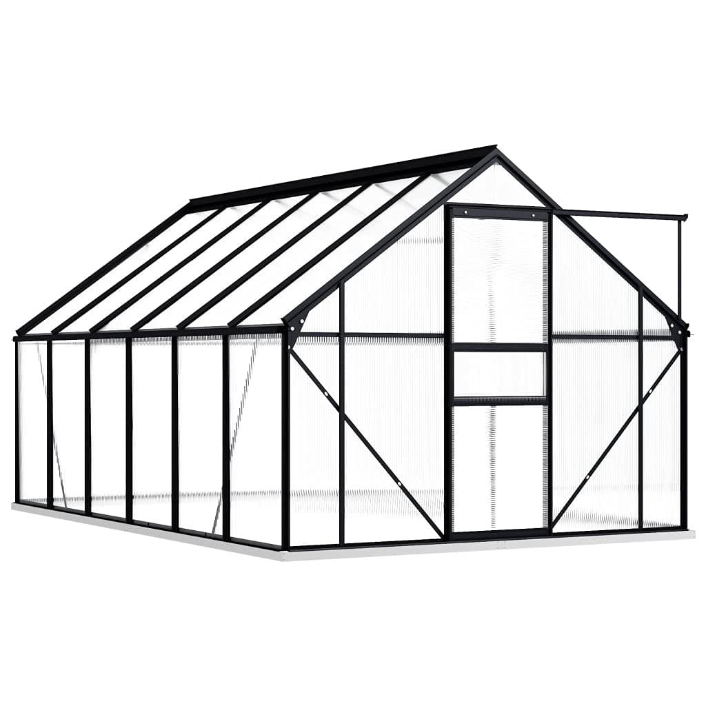 Szklarnia z ramą fundamentową, antracyt, aluminium, 7,03 m³