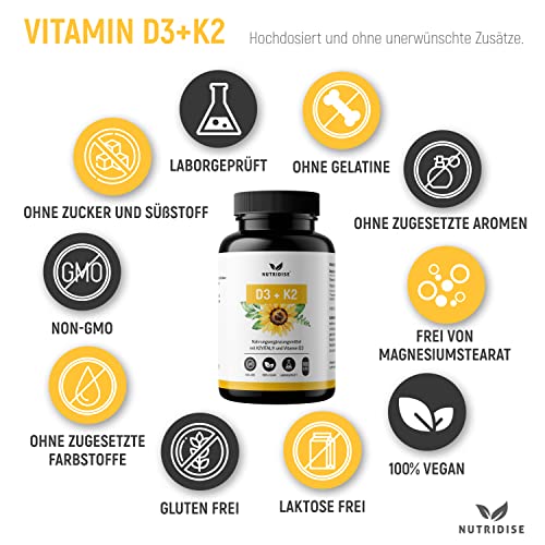 Vitamin D3 und K2 Kapseln von Nutridise im Vergleich