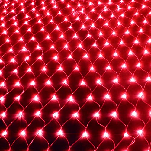 WxiaoD Réseau de lumière Guirlande Lumineuses Filet, LED Filet Lumineux Extérieure 8 Modes, IP44 Étanche Extérieure pour Chambre Noël Mariage Soirée Maison Jardin (6x4M 880LED, Rouge)